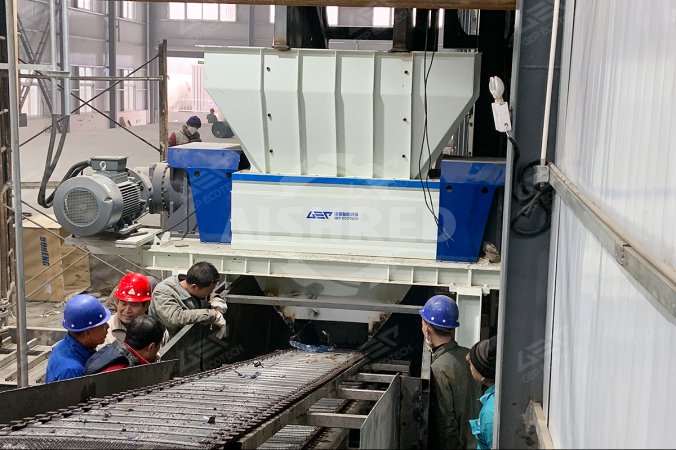 中国河南油漆桶回收项目双轴粉碎机